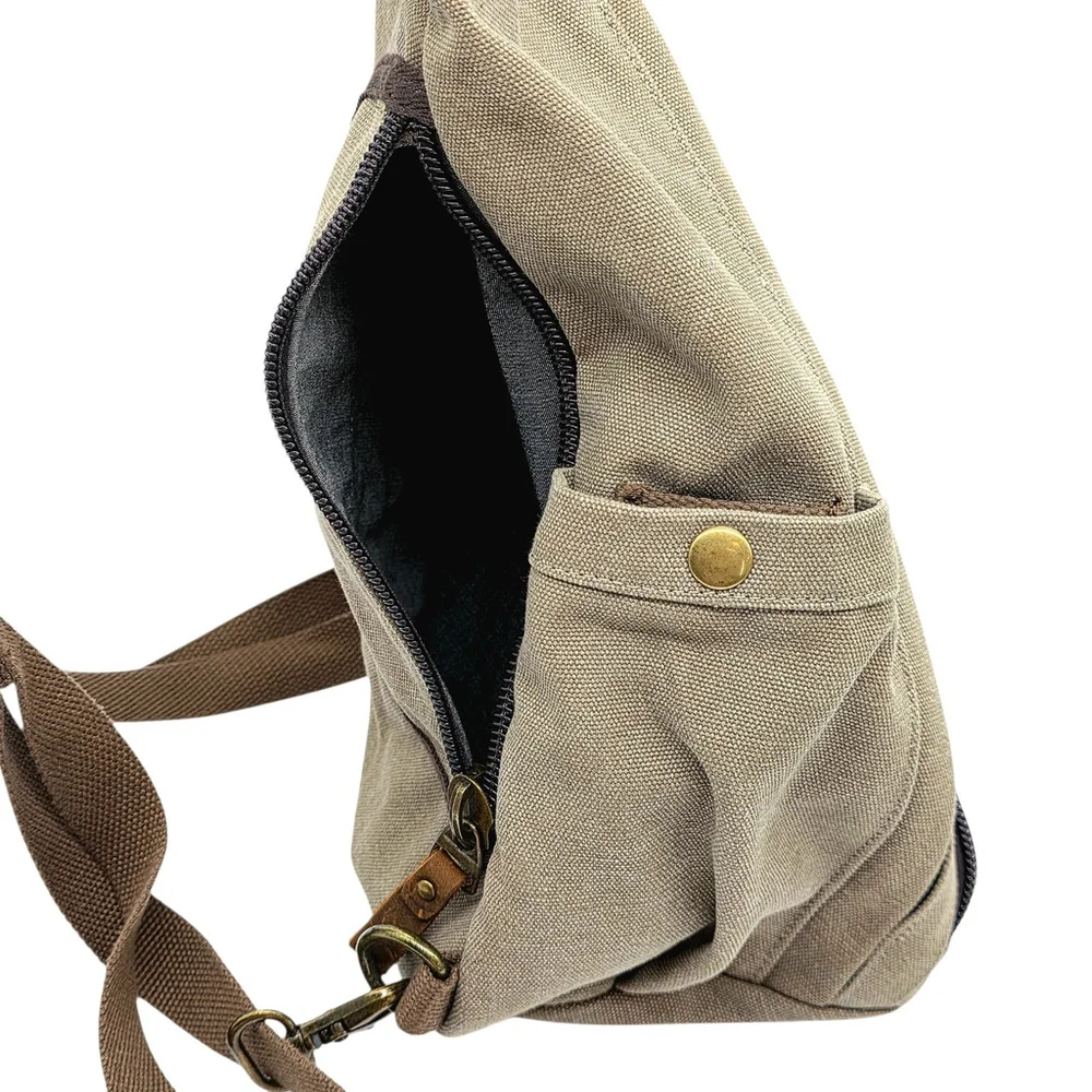 Gorpcore Utility Casual KL928 Canvas Sling Backpack Small Durable Canvas - Picture 6 of 11